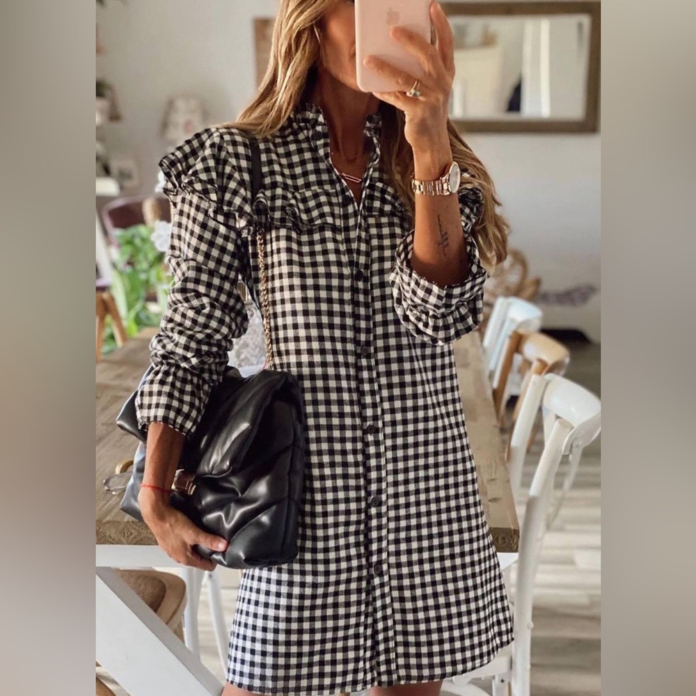 Black and white gingham print dress size small